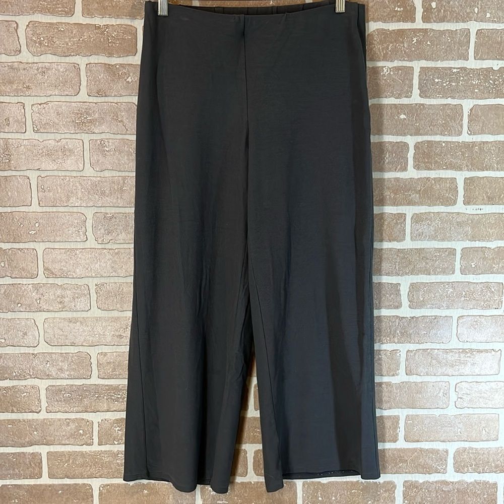 Eileen Fisher Pants Womens S Gray Stretch Crepe Elastic Waist Straight Classic